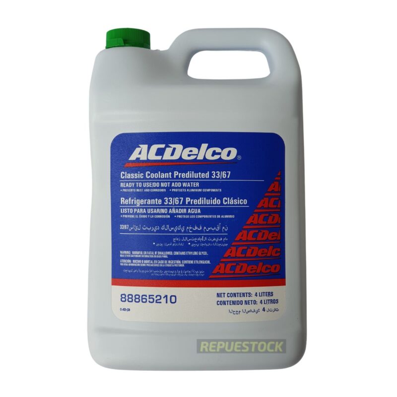 Refrigerante Acdelco Verde Premezclado 33/67 Cantidad 4 Litros